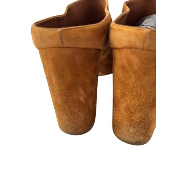 Givenchy Paris Hazelnut Suede Peep Toe Block Heel Mules Size 10 Designer Italy - Picture 8 of 11